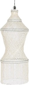 Lustră suspendată din scoici lucrate manual, alb, 140 x 52 cm, „Lombok”