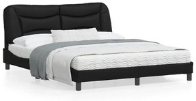 3213941 vidaXL Cadru de pat cu lumini LED, negru, 160x200 cm, piele ecologică