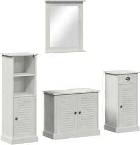 vidaXL Set de mobilier pentru baie 4 pcs Alb Antic Lemn de pin masiv