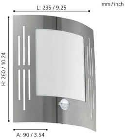 EGLO 88144 - Senzor Corp de iluminat perete exterior CITY 1xE27/15W