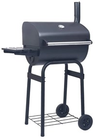 vidaXL Grătar barbecue cu cărbuni, afumătoare și raft inferior, negru