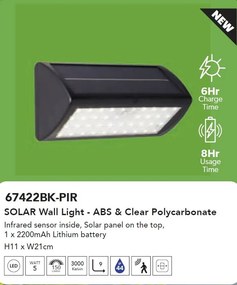 Aplica LED solara de exterior cu senzor de miscare IP44 Solar