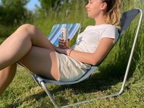 Set de 2 sezlonguri pliante pentru plaja SAND, dungi gri