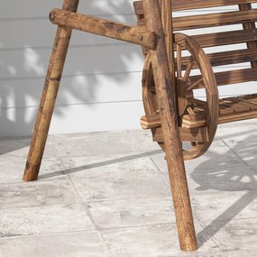 Outsunny Balansoar de grădină 2 locuri din lemn cu brațe Roți Căruțe pentru grădină - dim. 200L x 137l x 167H cm | Aosom Romania