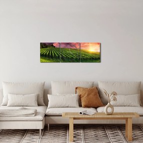 Tablou cu vie cu cerul color (cu ceas) (90x30 cm)