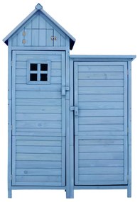 Dulap de grădină cu 2 rafturi, magazie de unelte cu spațiu mare de depozitare, 118 × 54 × 173 cm, Albastru