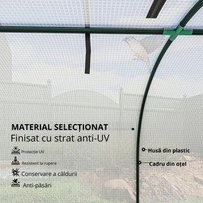Outsunny Seră, seră din folie rezistentă la iarnă cu ușă cu fermoar rulabilă 395 x 100 x 80 cm Alb | Aosom Romania
