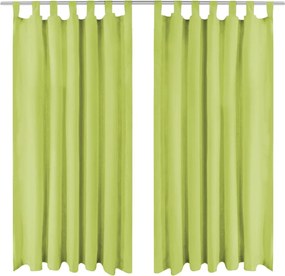 vidaXL Draperii micro-satin cu bride, 2 buc, 140 x 245 cm, verde