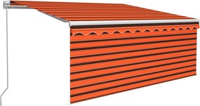 vidaXL Copertină retractabilă manual cu stor, portocaliu&maro, 3x2,5 m