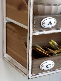 Etajera de perete din metal, cu spatii de depozitare, cu aspect vintage, Antique Cream