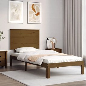 3193654 vidaXL Cadru de pat cu tăblie, maro miere, 100x200 cm, lemn masiv