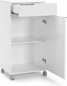 Corp Mobil Adore Diamond, cu usa, sertar si rotile, Alb, 50 x 100 x 40 cm