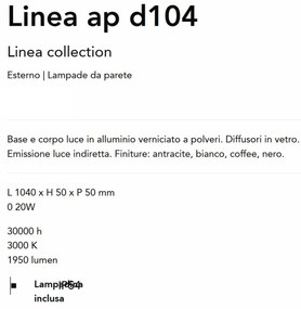 Aplica LED iluminat exterior Ip54 Linea ap d104 alba