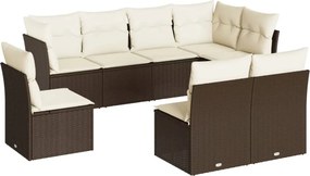 vidaXL Set canapele de grădină cu perne, 8 piese, maro, poliratan