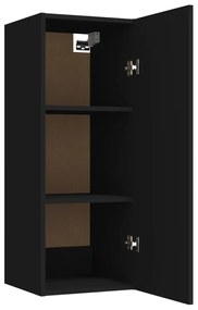 Dulap de perete suspendat, negru, 34,5x34x90 cm, lemn compozit 1, Negru