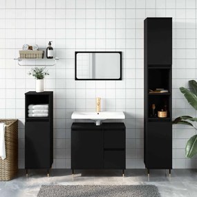 vidaXL Dulap de baie, negru, 65x33x60 cm, lemn prelucrat