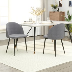 HOMCOM Set 2 Scaune Confortabile pentru Sufragerie și Bucătărie Tapitate cu Catifea Gri Design Modern 49x50x77 cm | Aosom Romania