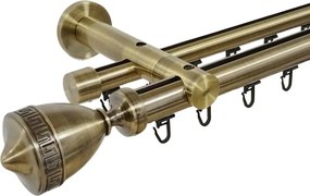 Galerie dublă Versus 25/19 mm aur antic – țeavă profil, prindere perete
