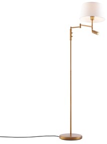 Lampă de podea bronz cu abajur alb și lampă de citit reglabilă - Ladas