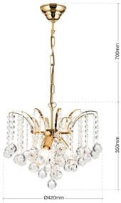Candelabru cristal Asfour design lux KRISTALL KLASSISCH 3L gold/clear