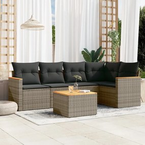 3225955 vidaXL Set mobilier grădină cu perne, 6 piese, gri, poliratan