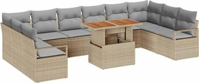 vidaXL Set de canapele pentru grădină 11 pcs Bej Rattan poli
