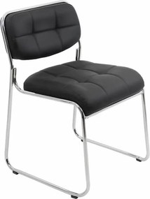 Scaun vizitator SIENA, stocabil, piele ecologica, Negru