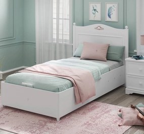 Pat 100x200 cm cu spatiu depozitare pentru copii Colectia Rustic White