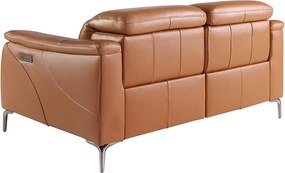 Canapea 2 locuri eleganta, design LUX cu functia relax Cowhide brown leather