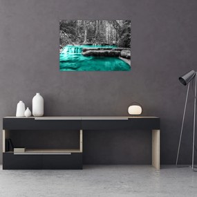 Tablou pe sticlă - Râul de iarnă (70x50 cm)