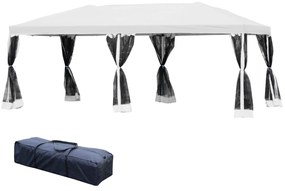 Outsunny Foisor Pliabil din Otel cu Plase de Tantari, Alb, 3x6m | Aosom Ro