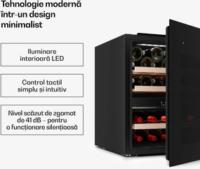 Klarstein Velaire frigider de vinuri încorporabil, Modern și elegant, Protecție UV, Două zone de temperatură, 36 de sticle