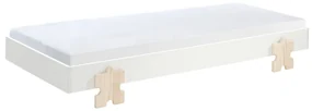 Set 2 paturi stivuibile pentru copii MODULO, din MDF și pin masiv, cu somieră cu lamele inclusă – Vipack