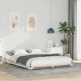 vidaXL Cadru de pat de podea Alb 160 x 220 cm Lemn masiv de pin
