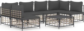 vidaXL Set mobilier de grădină cu perne, 7 piese, antracit, poliratan