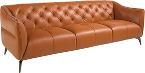 Canapea 3 locuri din piele naturala capitonata Cowhide leather brown