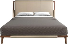 Pat dublu tapitat design LUX din lemn si piele sintetica Mink 180x200cm