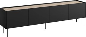 Comodă TV cu picioare metalice Desin 220 cm - negru mat / stejar nagano