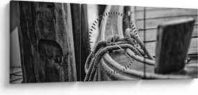 Tablou - O barcă legată (cu ceas) (90x30 cm)