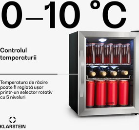 Klarstein Beersafe M, frigider, C, LED, 2 grătare metalice, ușă din sticlă, neagră