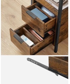 Masă laterală ROD cu prize integrate și porturi USB, maro/negru