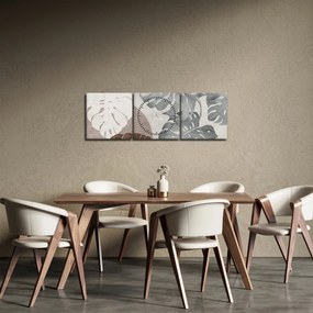 Tablou - Design cu frunze (cu ceas) (90x30 cm)