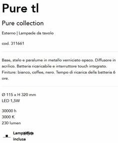 Veioza/Lampa de masa LED stil minimalist Pure tl cafeniu
