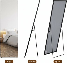 HOMCOM Oglindă Verticală din Metal, 50x2x161.5 cm, Negru | Aosom Romania