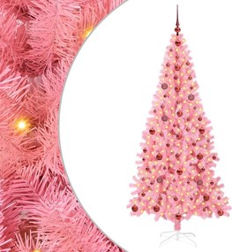 vidaXL Brad de Crăciun cu 300 LED cu suport Roz 210 cm PVC