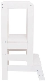 Inaltator Learning Tower Ajustabil, Ajutor de bucatarie MeowBaby  , lemn Alb