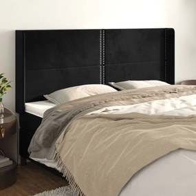 vidaXL Tăblie de pat cu aripioare, negru, 183x16x118/128 cm, catifea