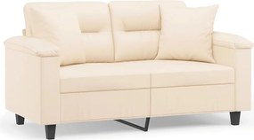 vidaXL Canapea cu 2 locuri, cu perne, bej, 120 cm, microfibră