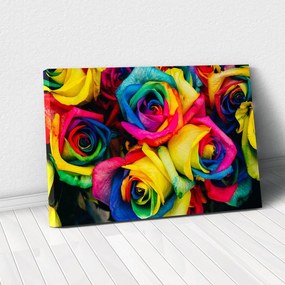 Tablou Canvas - Rainbow Roses 50 x 80 cm