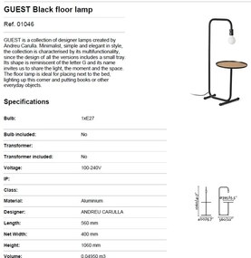 Lampadar minimalist design multifunctional GUEST Black 01046